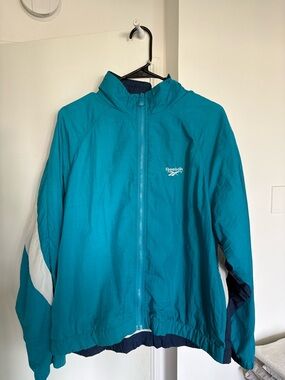 Vintage Reebok Teal Windbreaker Jacket Mens Large